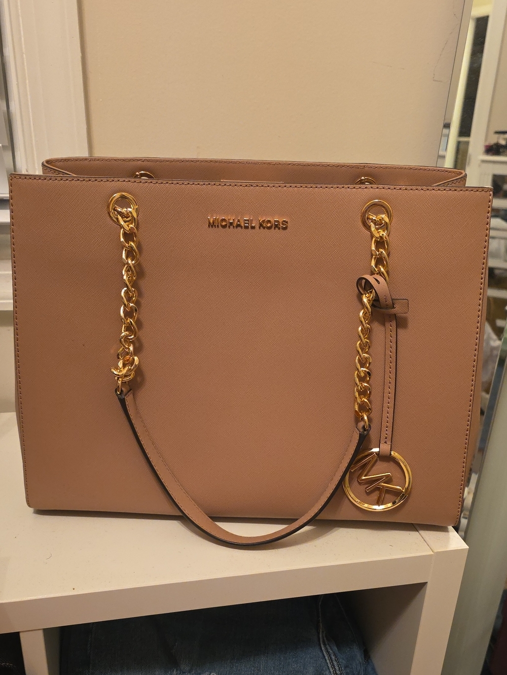 Michael Kors Mauve/Blush Saffiano Leather Chain-Handle Tote